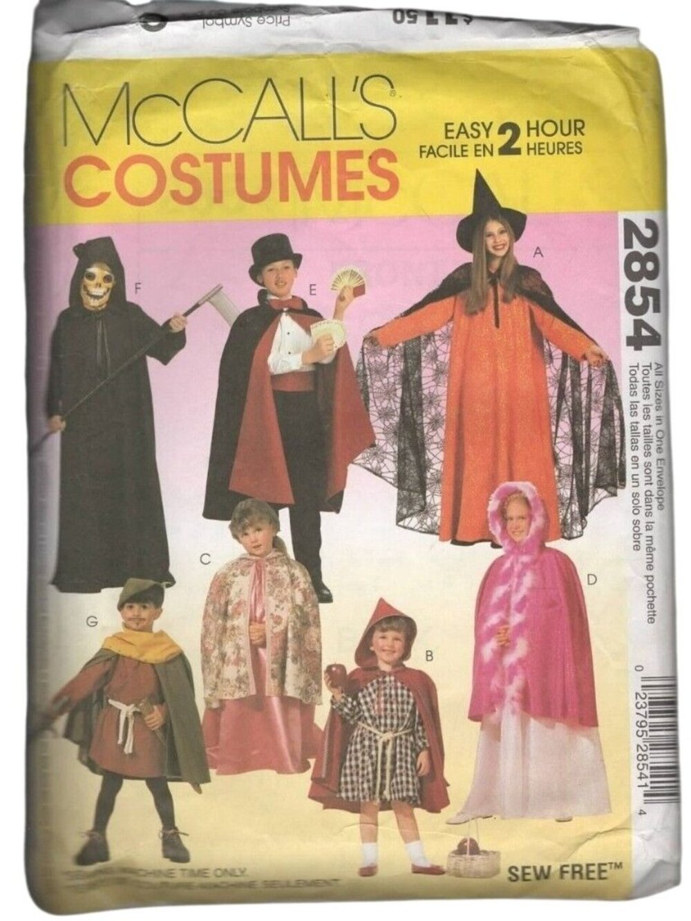McCall's Costumes 2854 Childs One Size Cape and Tunic Costume Cut Sewing Pattern